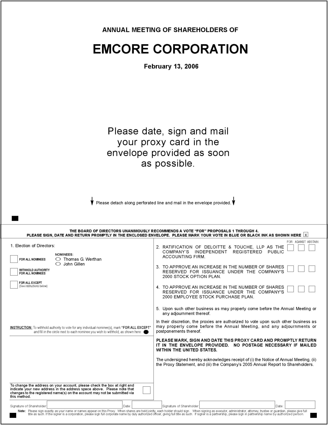 EMCORE Proxy Card 1